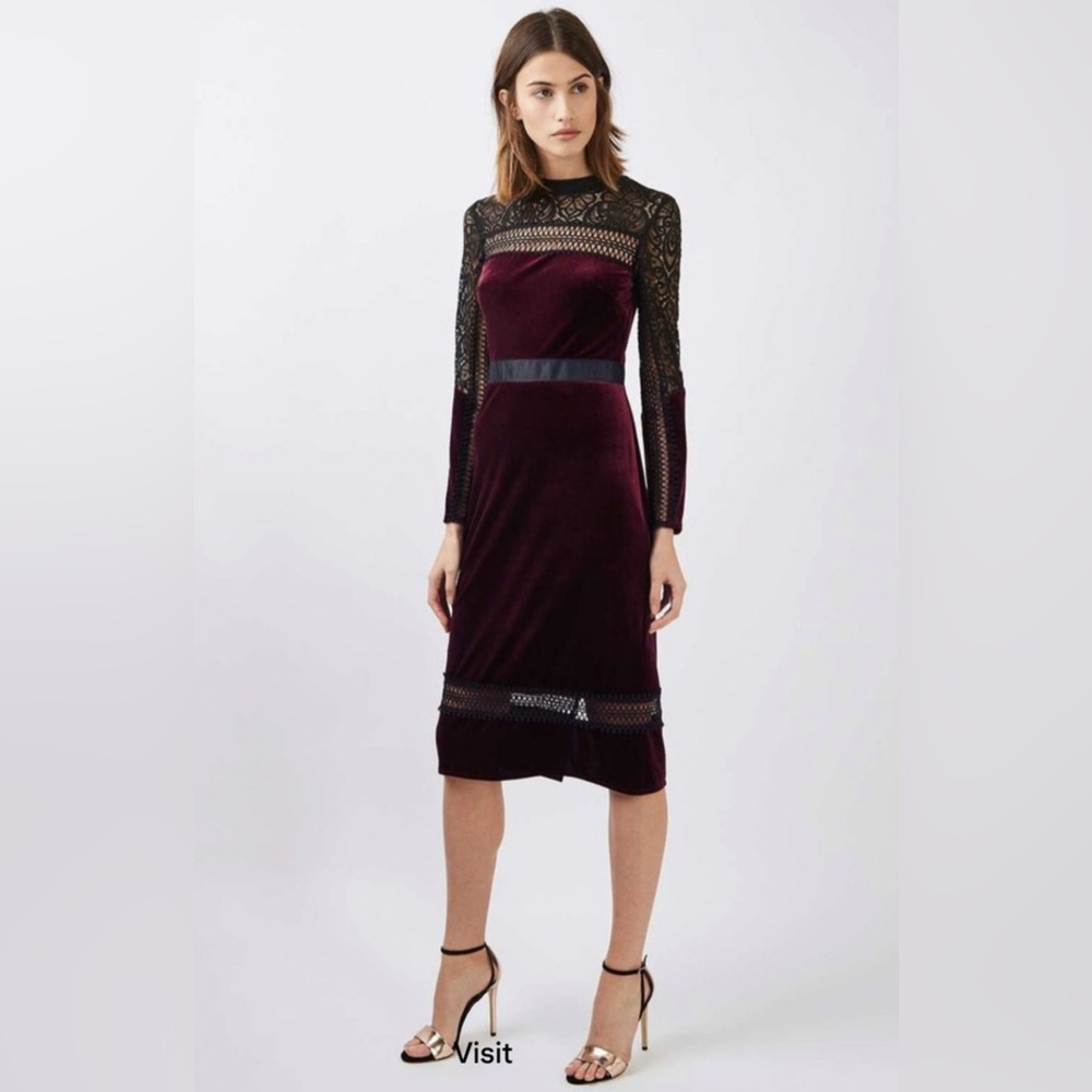 Topshop Mixed Lace Velvet Midi Dress!!!